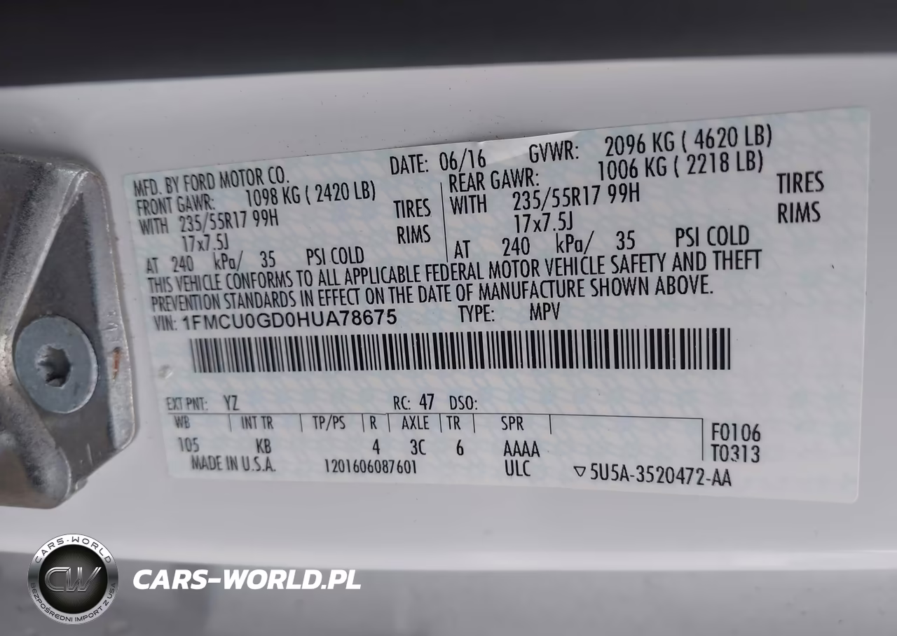 2017 Ford Escape Se VIN:1FMCU0GD0HUA78675 - 9