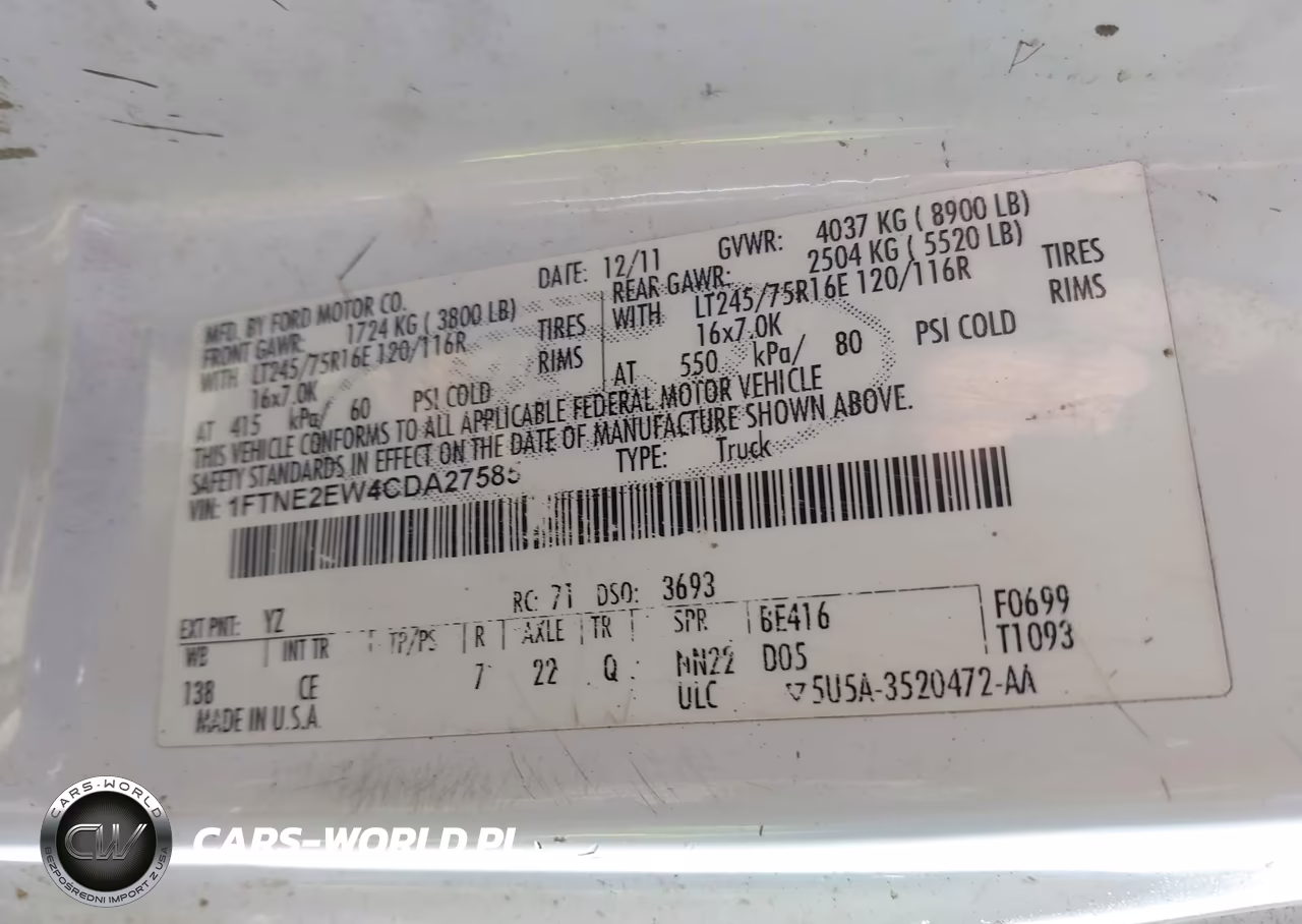 2012 Ford E-250 Commercial VIN:1FTNE2EW4CDA27585 - 9