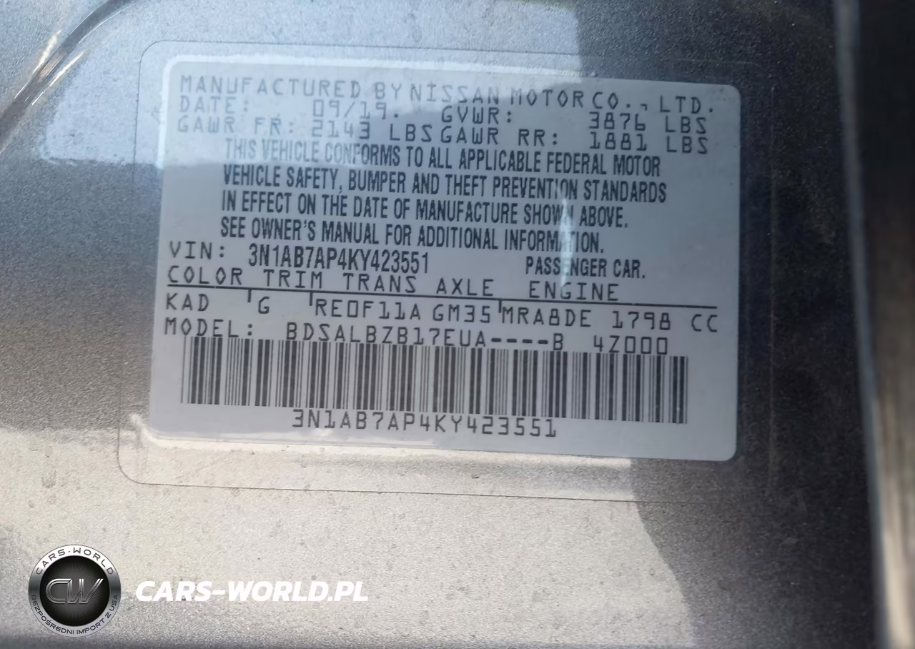 2019 Nissan Sentra S VIN:3N1AB7AP4KY423551 - 9