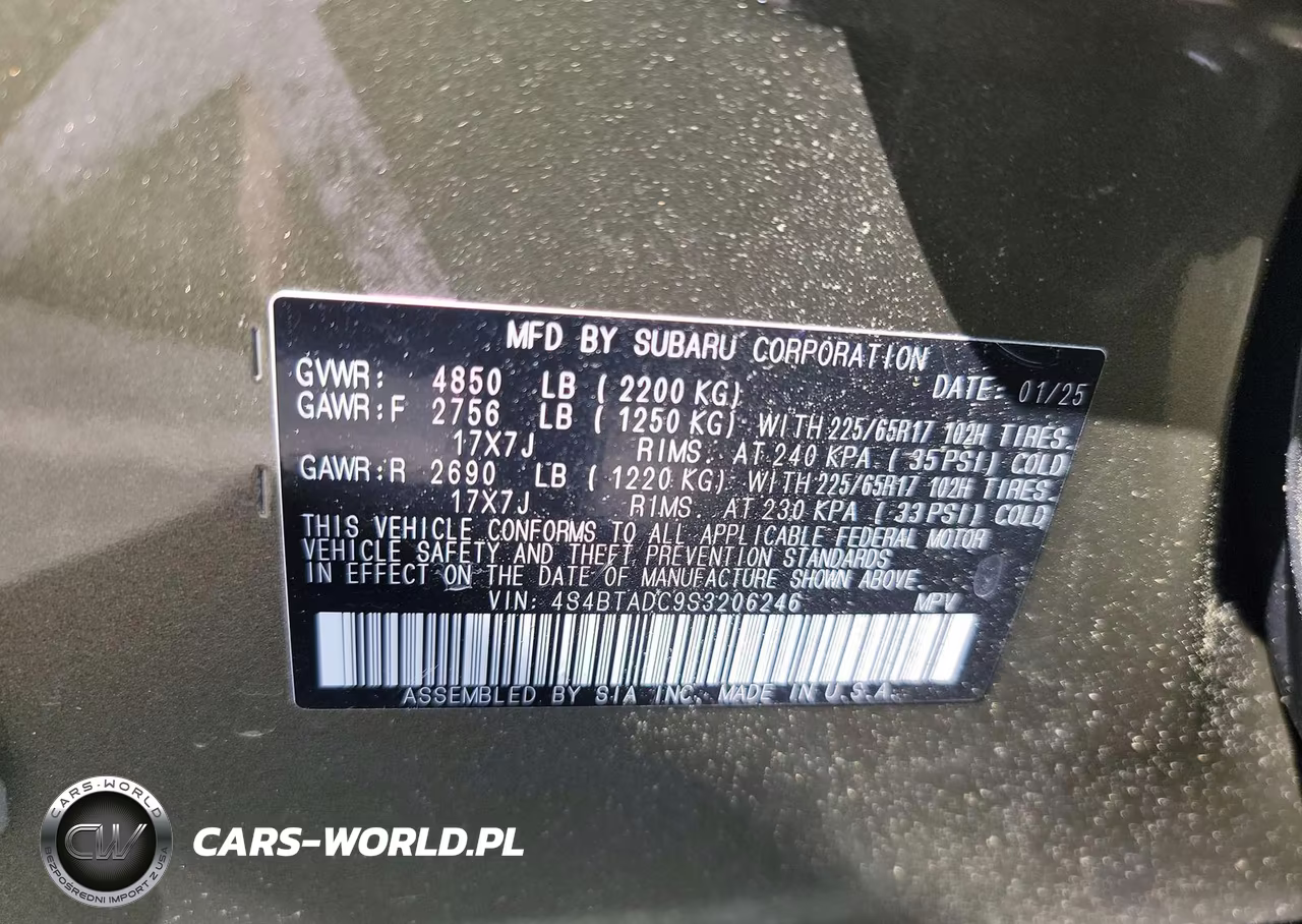 2025 Subaru Outback Premium VIN:4S4BTADC9S3206246 - 9