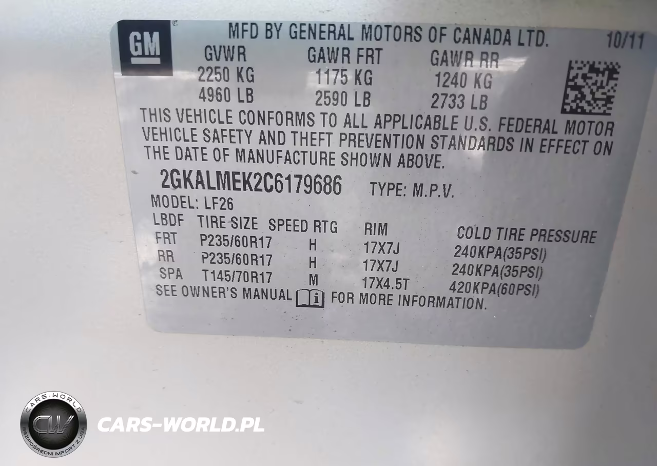 2012 GMC Terrain Sle-1 VIN:2GKALMEK2C6179686 - 9