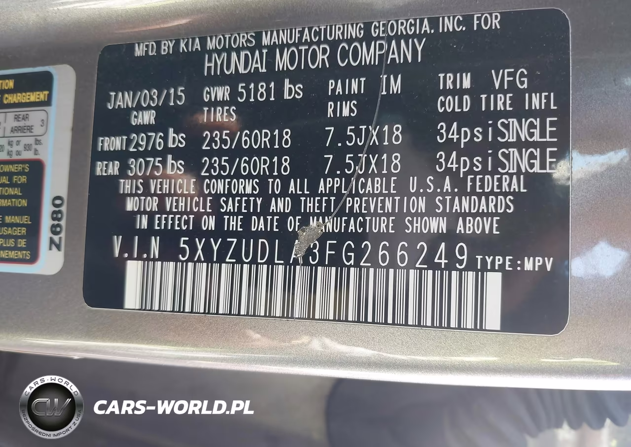2015 Hyundai Santa Fe Sport 2.0L Turbo VIN:5XYZUDLA3FG266249 - 9