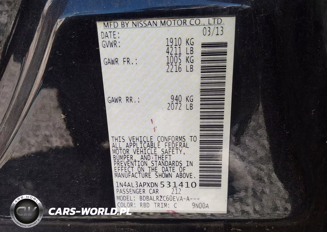 2013 Nissan Altima 2.5 S VIN:1N4AL3APXDN531410 - 9