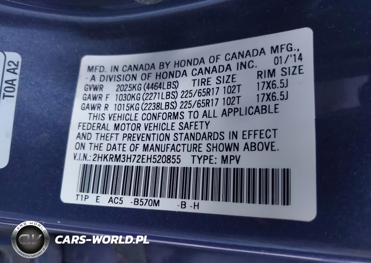 2014 Honda Cr-V Ex-L VIN:2HKRM3H72EH520855 - 9