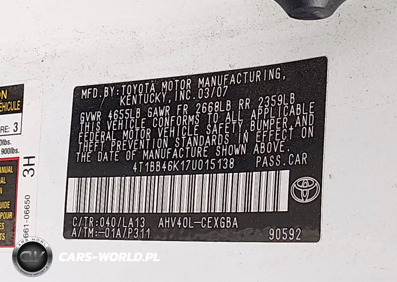 2007 Toyota Camry Hybrid VIN:4T1BB46K17U015138 - 9