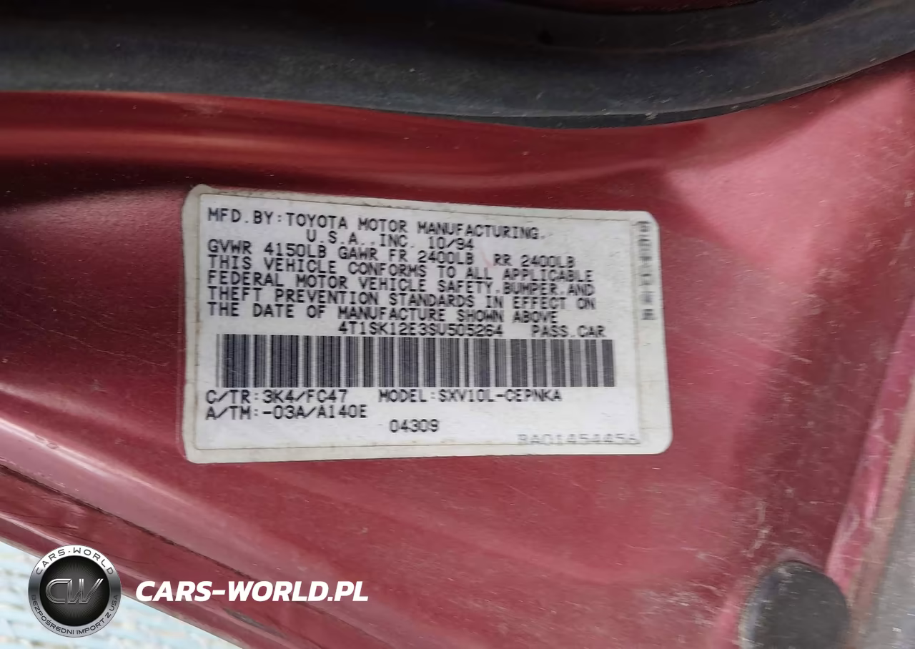 1995 Toyota Camry Le VIN:4T1SK12E3SU505264 - 9