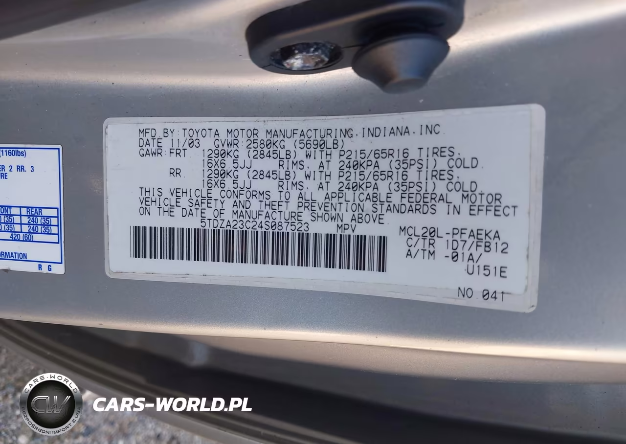 2004 Toyota Sienna Le VIN:5TDZA23C24S087523 - 9