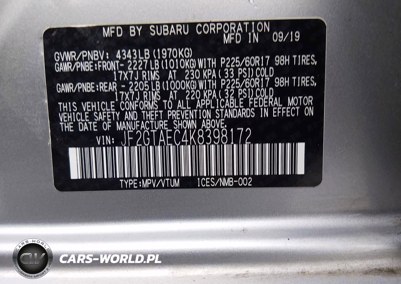 2019 Subaru Crosstrek 2.0I Premium VIN:JF2GTAEC4K8398172 - 9