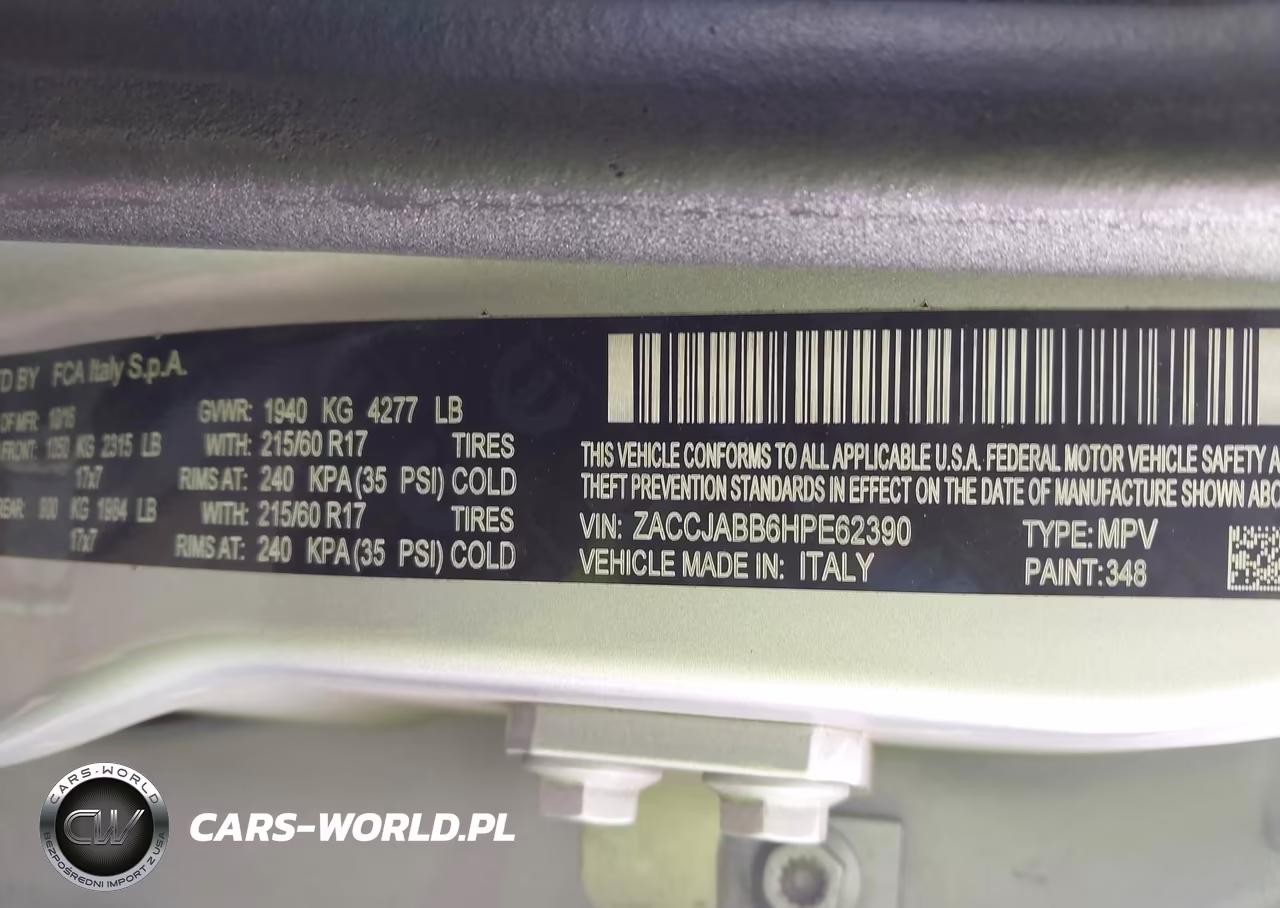 2017 Jeep Renegade Latitude Fwd VIN:ZACCJABB6HPE62390 - 9