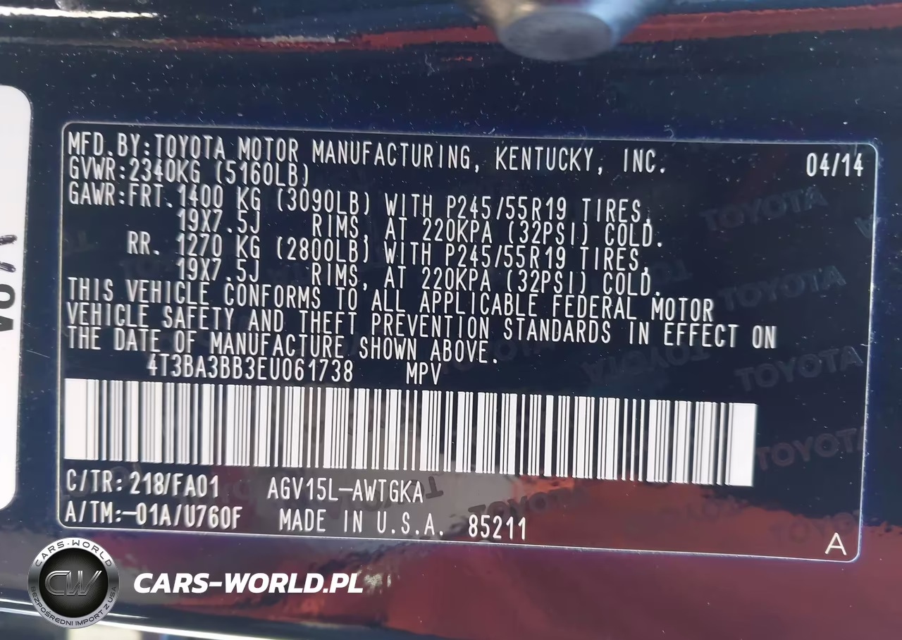 2014 Toyota Venza Le VIN:4T3BA3BB3EU061738 - 9