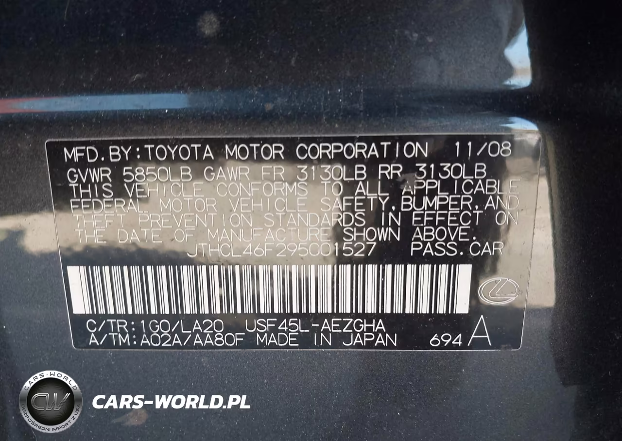2009 Lexus Ls 460 VIN:JTHCL46F295001527 - 9