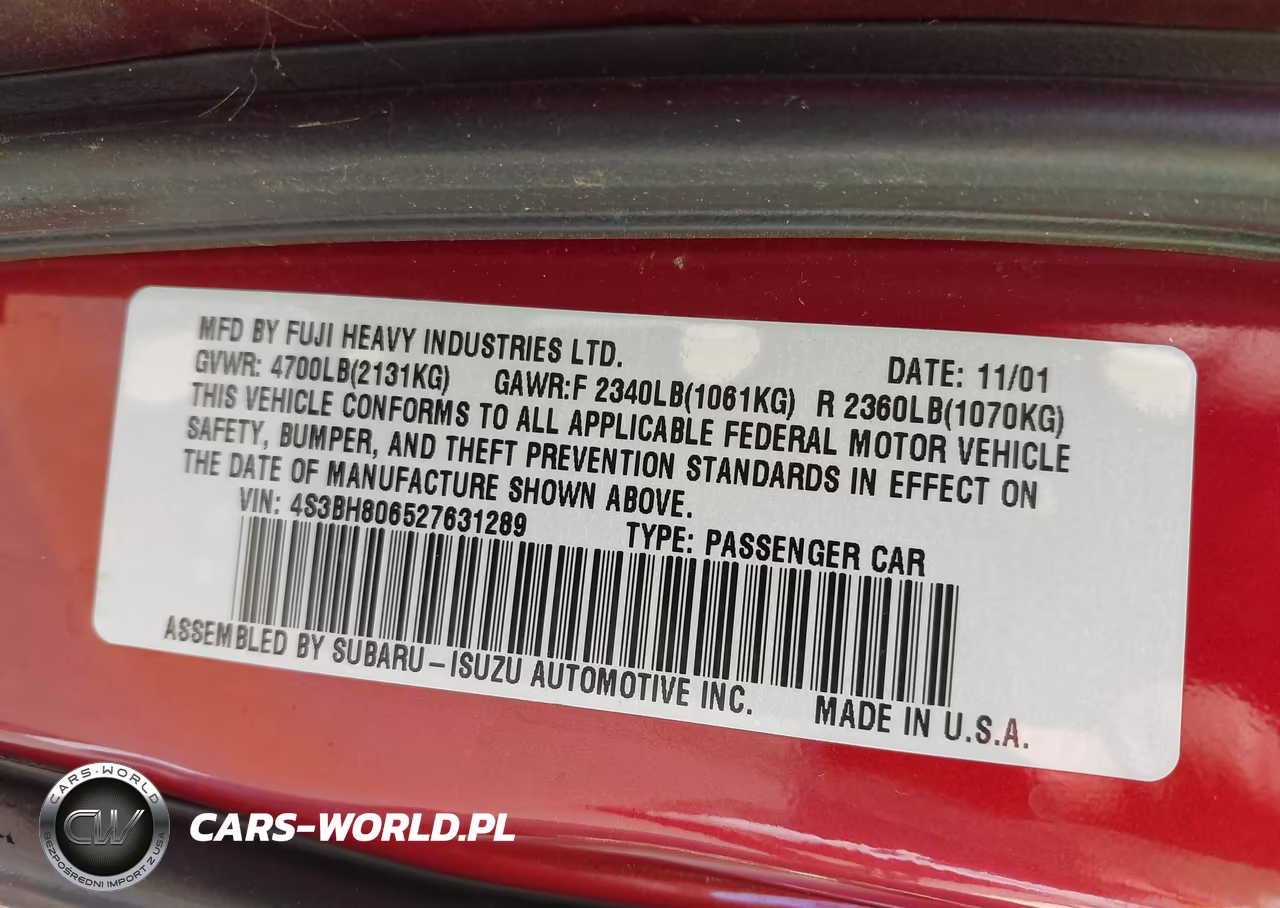 2002 Subaru Outback H6-3.0 L.l. Bean Edition VIN:4S3BH806527631289 - 9