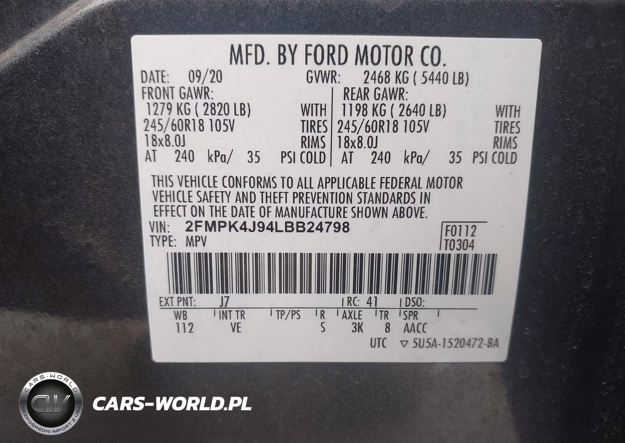 2020 Ford Edge Sel VIN:2FMPK4J94LBB24798 - 9
