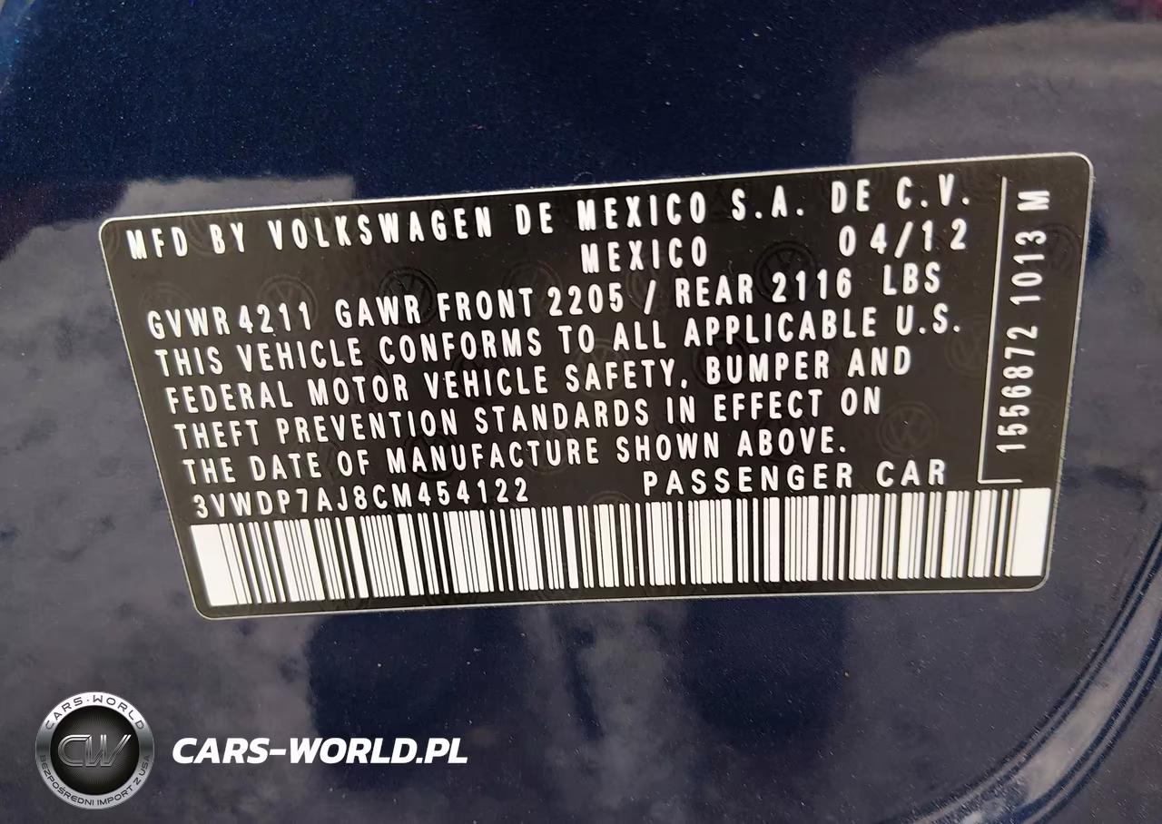 2012 Volkswagen Jetta Se VIN:3VWDP7AJ8CM454122 - 9