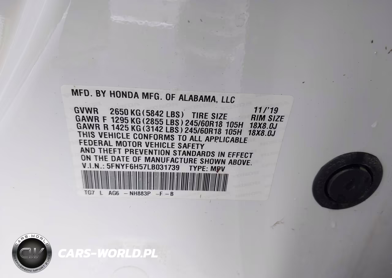 2020 Honda Pilot Awd Ex-L VIN:5FNYF6H57LB031739 - 9