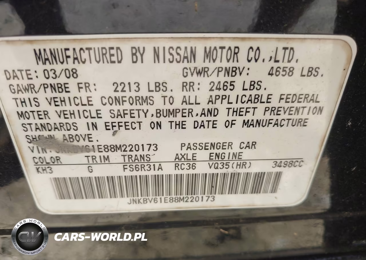 2008 Infiniti G35 Sport VIN:JNKBV61E88M220173 - 9