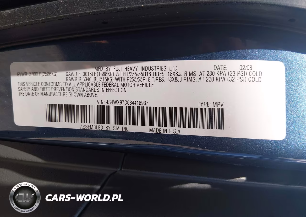 2008 Subaru Tribeca Limited 7-Passenger VIN:4S4WX97D684418937 - 9