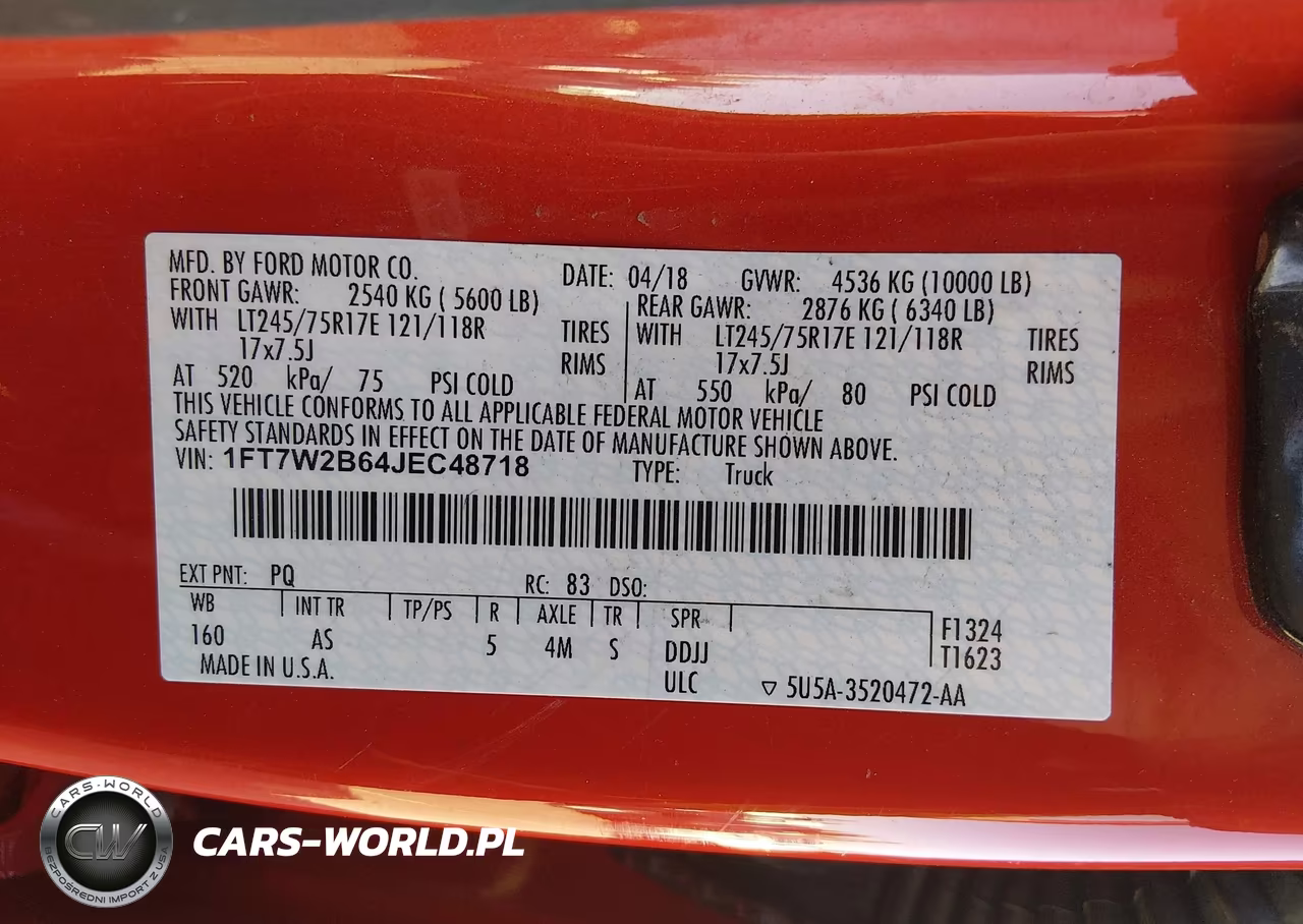2018 Ford F-250 Xl VIN:1FT7W2B64JEC48718 - 9