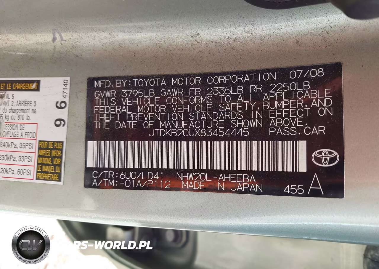2008 Toyota Prius Touring VIN:JTDKB20UX83454445 - 9