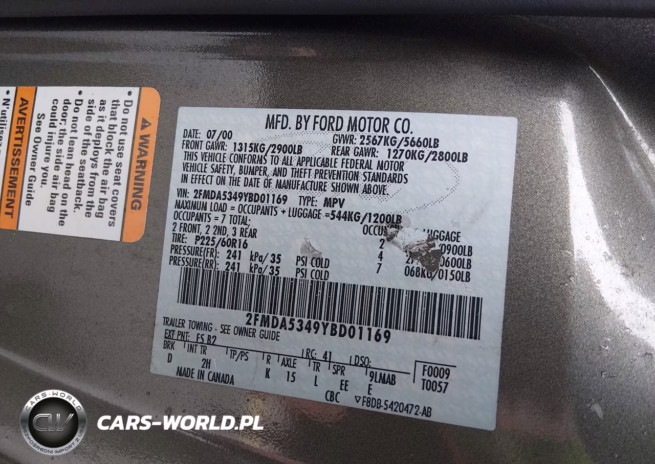 2000 Ford Windstar Limited-Sel VIN:2FMDA5349YBD01169 - 9