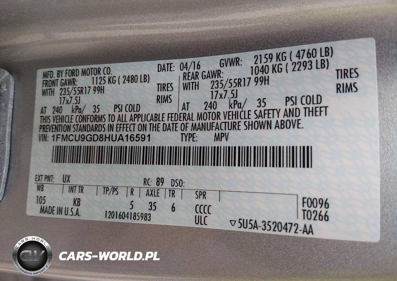 2017 Ford Escape Se VIN:1FMCU9GD8HUA16591 - 9