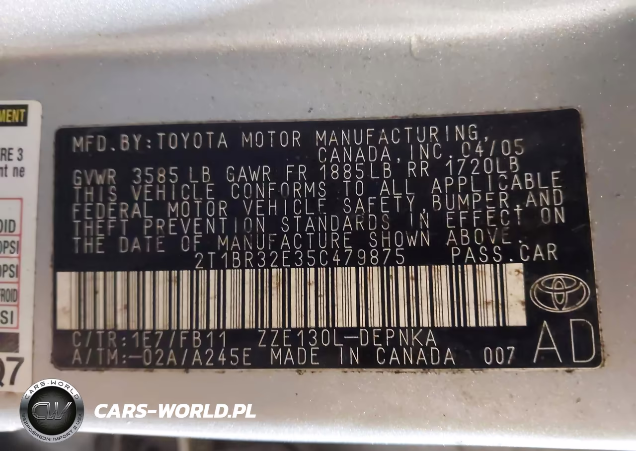 2005 Toyota Corolla Le VIN:2T1BR32E35C479875 - 9