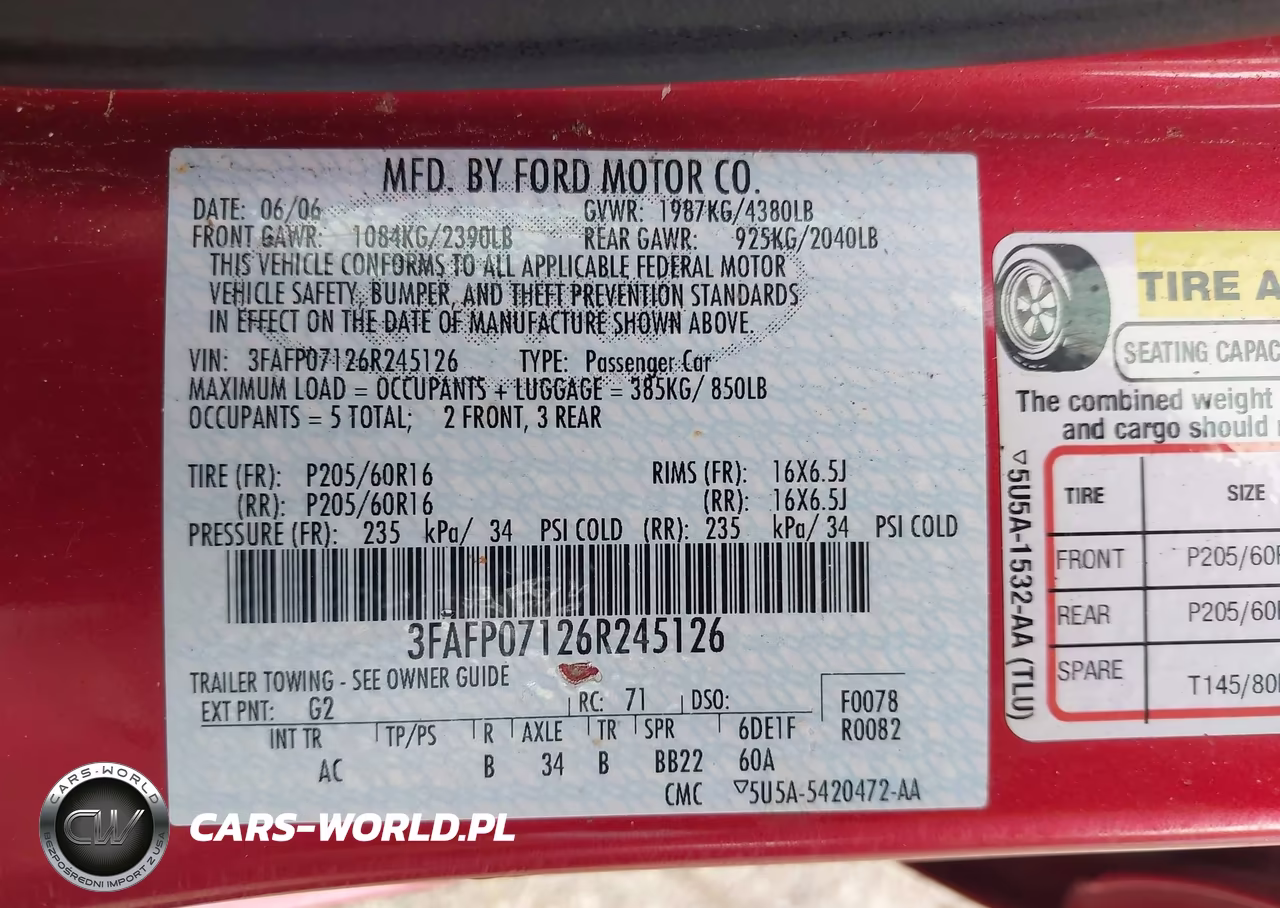 2006 Ford Fusion Se VIN:3FAFP07126R245126 - 9