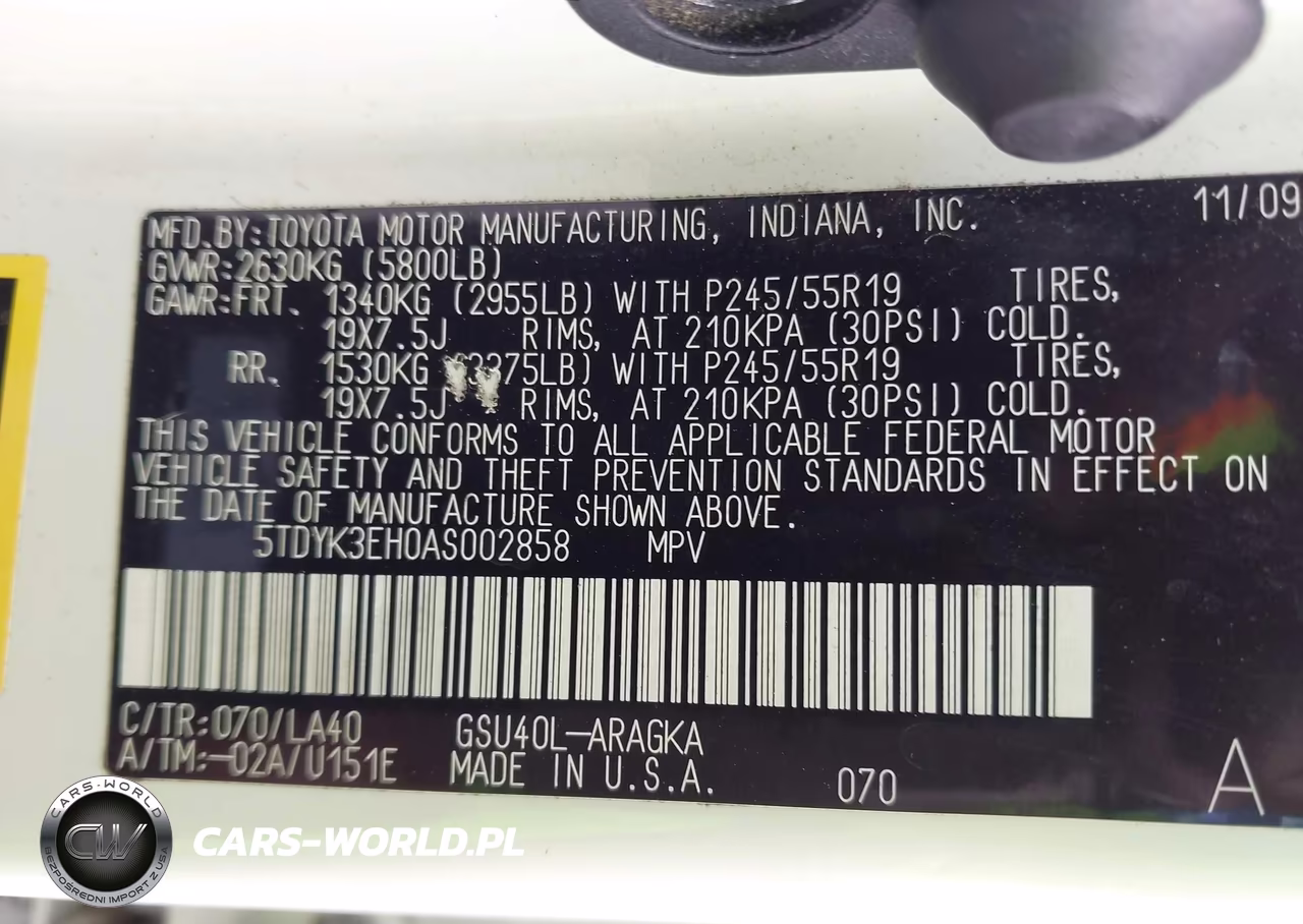 2010 Toyota Highlander Limited V6 VIN:5TDYK3EH0AS002858 - 9