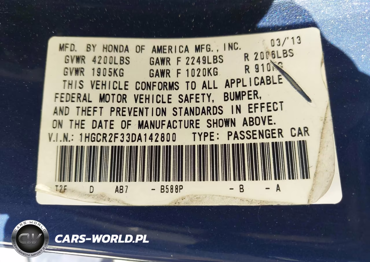 2013 Honda Accord Lx VIN:1HGCR2F33DA142800 - 9