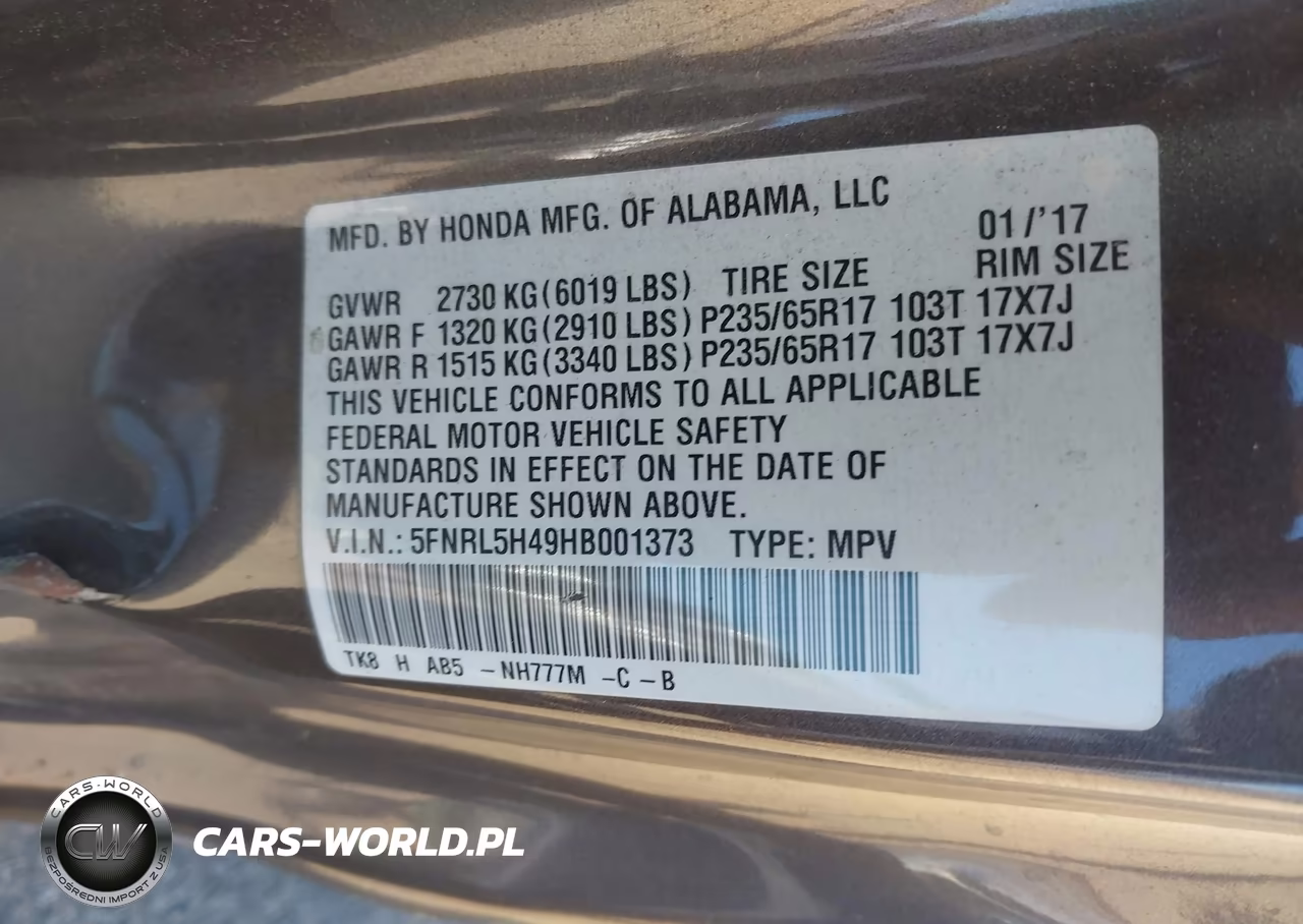 2017 Honda Odyssey Ex VIN:5FNRL5H49HB001373 - 9