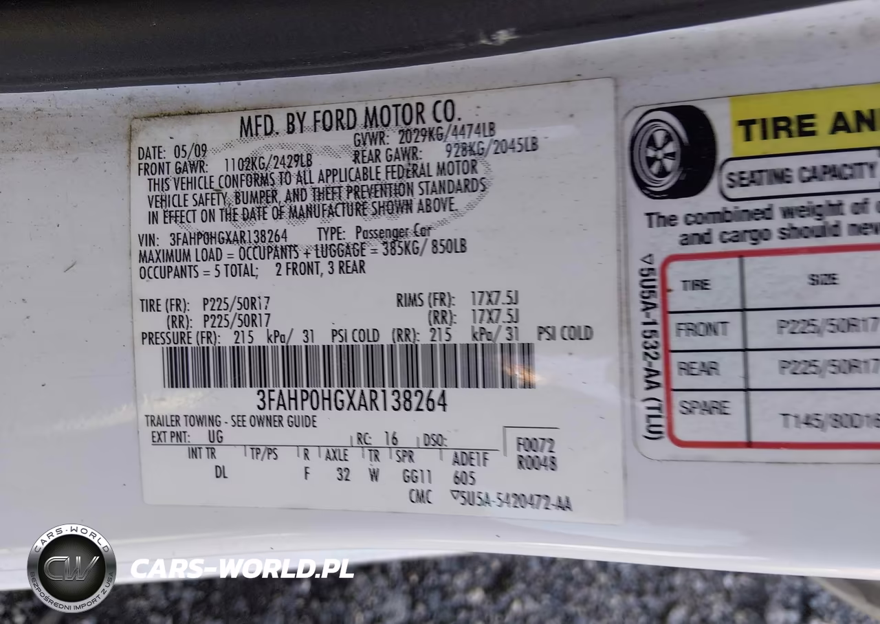 2010 Ford Fusion Se VIN:3FAHP0HGXAR138264 - 9