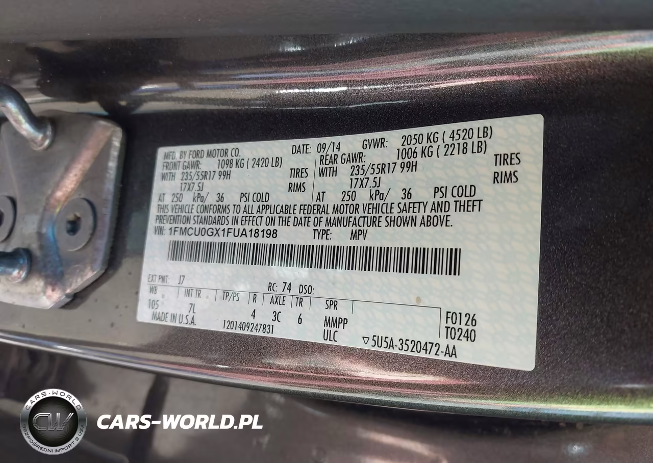 2015 Ford Escape Se VIN:1FMCU0GX1FUA18198 - 9