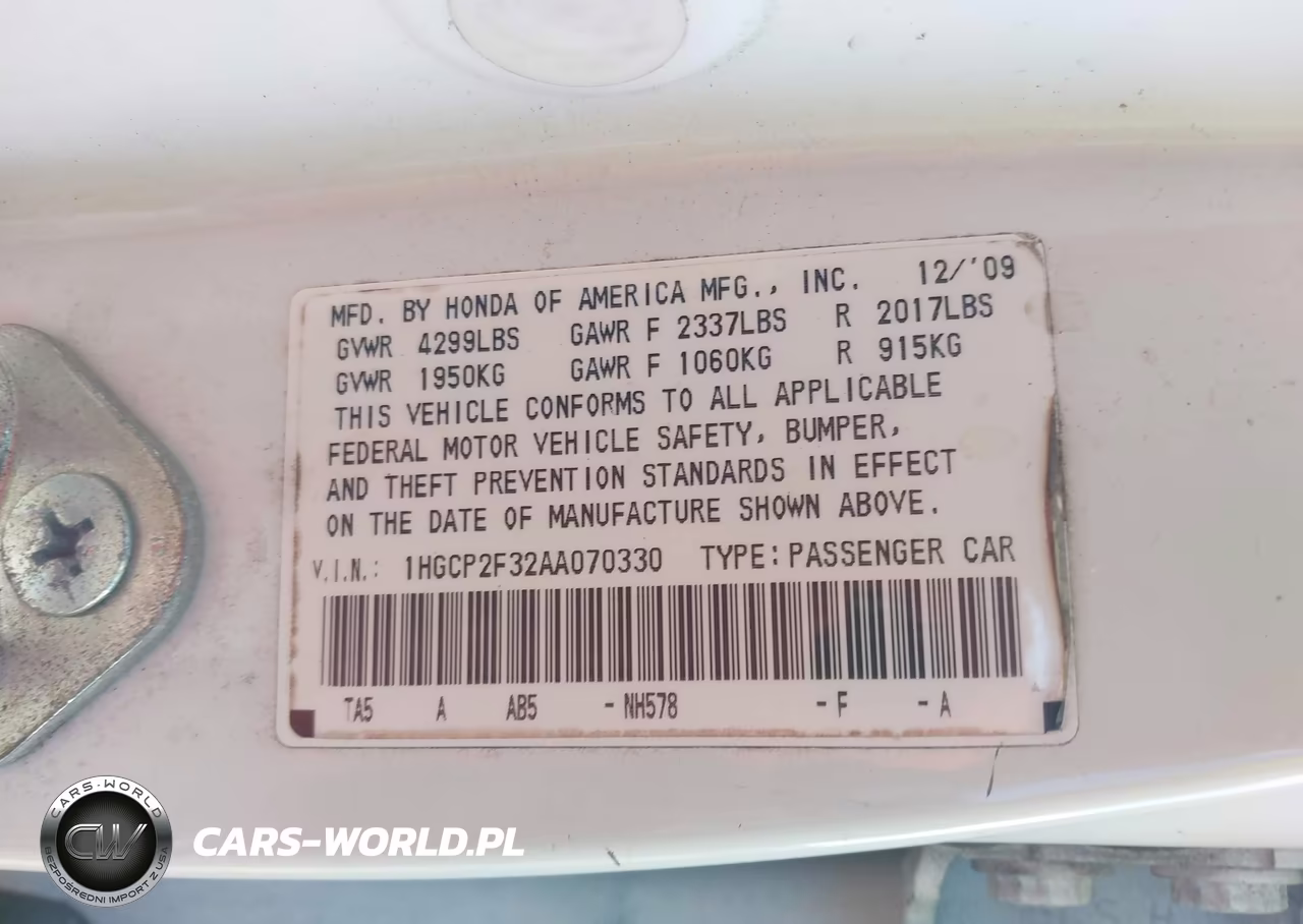 2010 HONDA ACCORD VIN:1HGCP2F32AA070330 - 9
