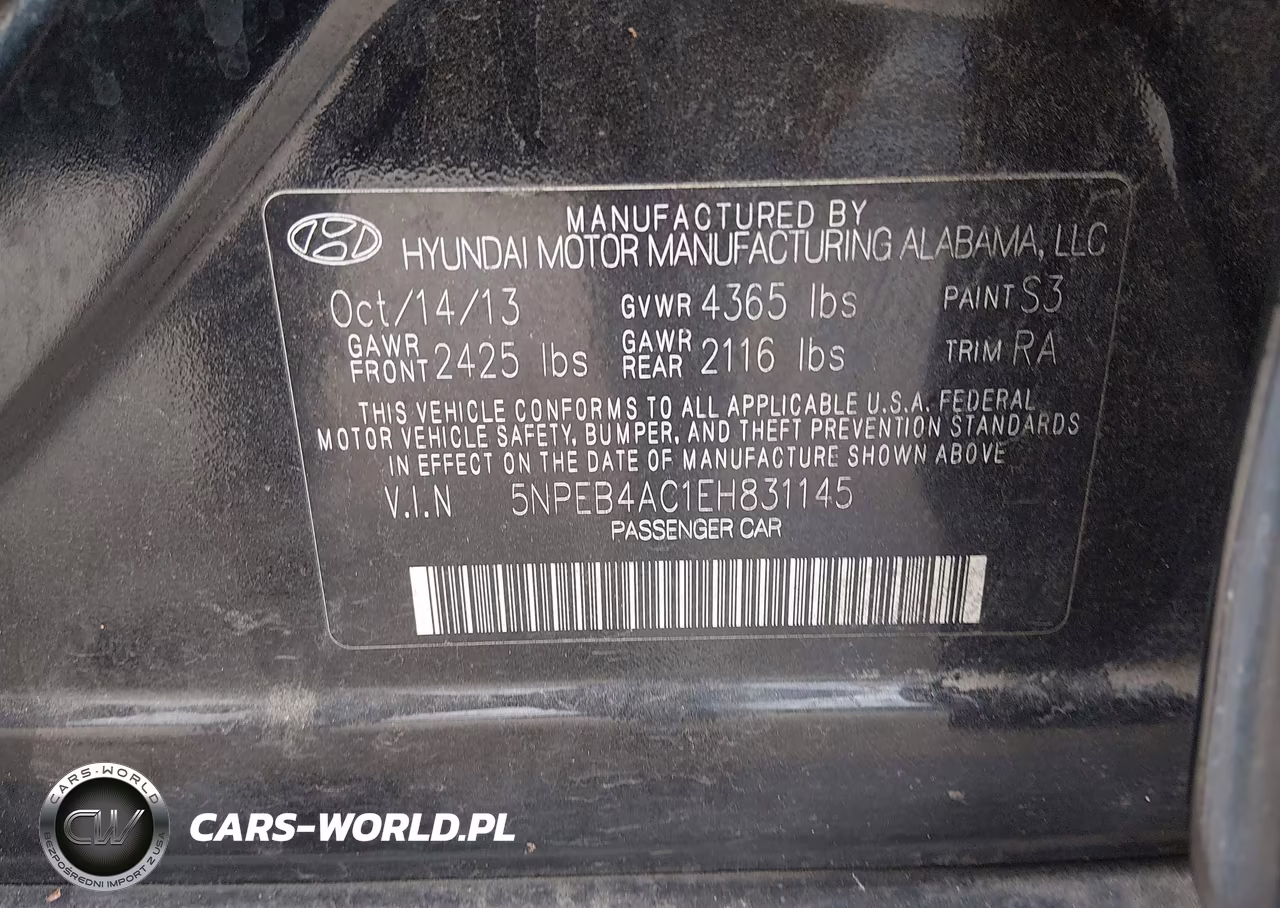 2014 Hyundai Sonata Gls VIN:5NPEB4AC1EH831145 - 9