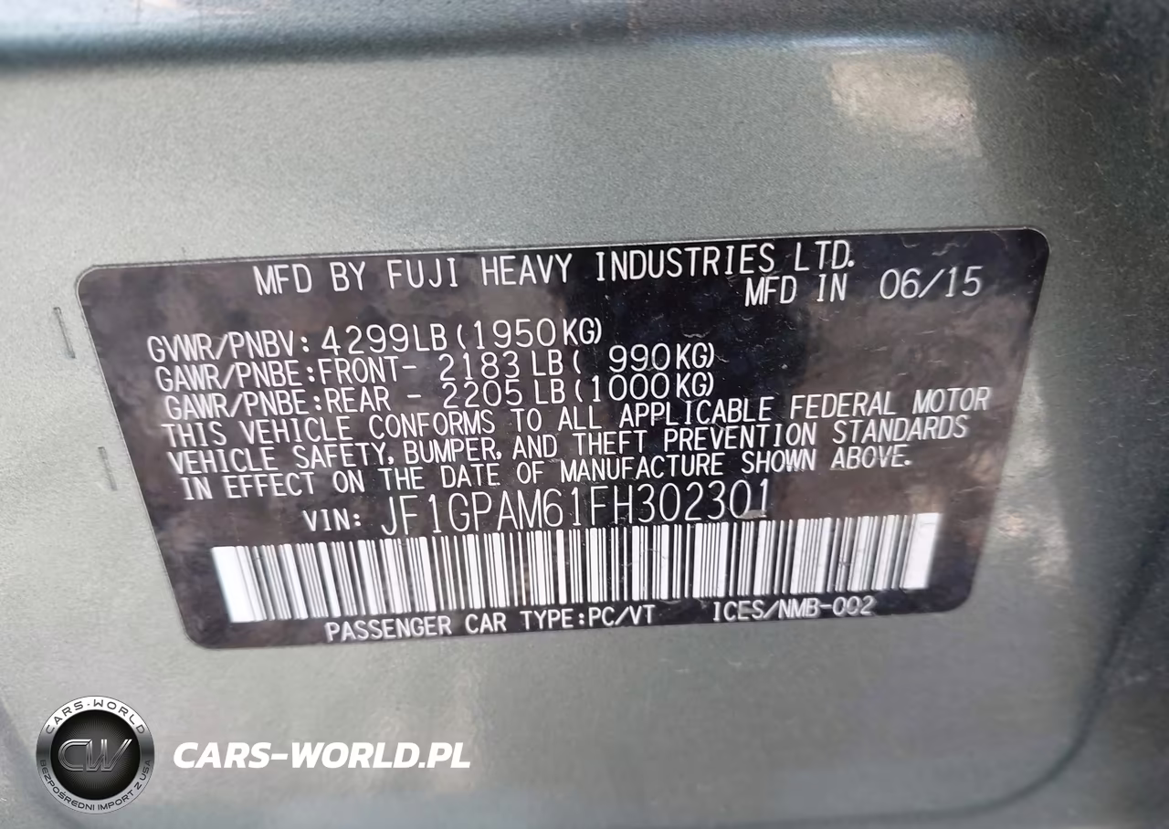 2015 Subaru Impreza 2.0I Limited VIN:JF1GPAM61FH302301 - 9