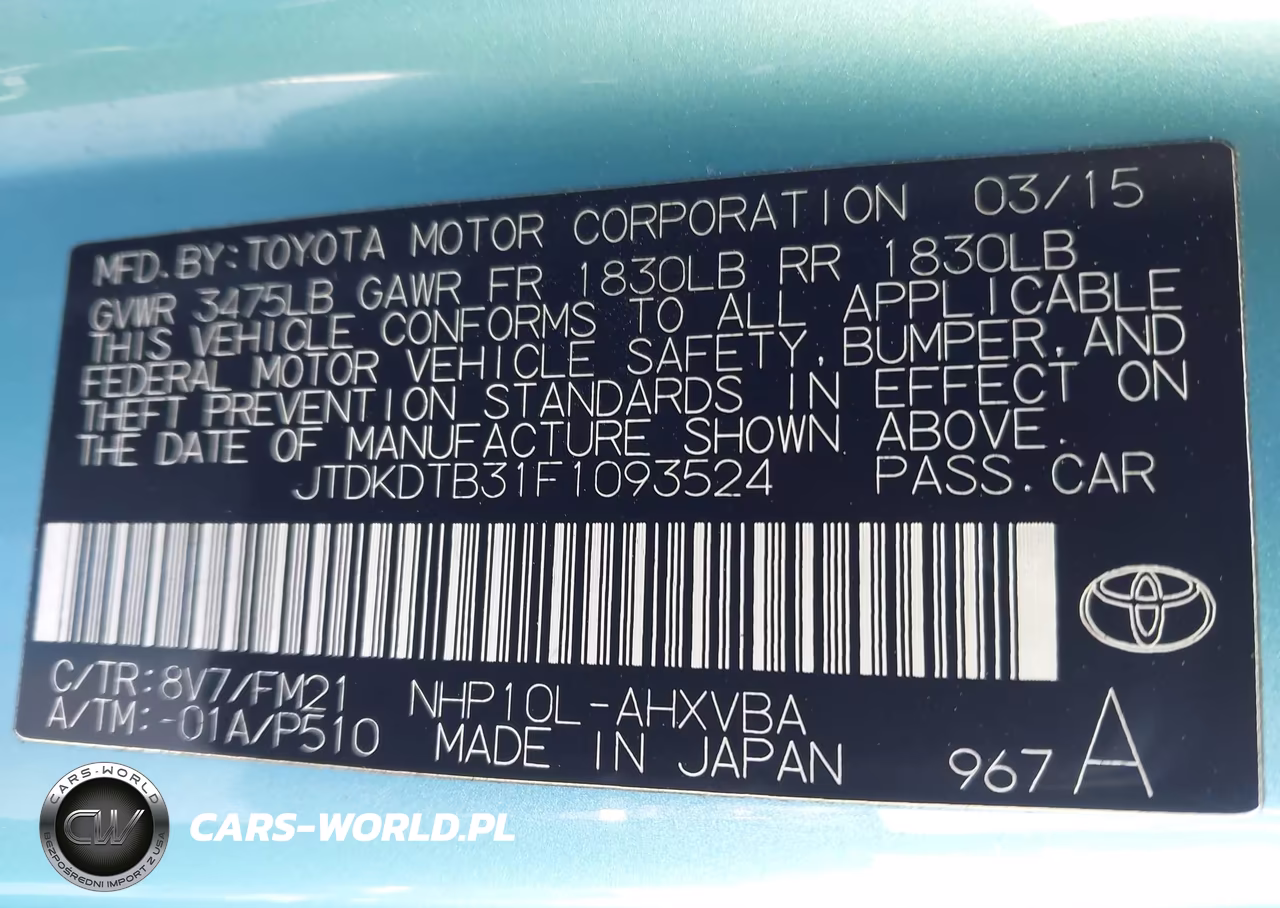 2015 Toyota Prius C Two VIN:JTDKDTB31F1093524 - 9