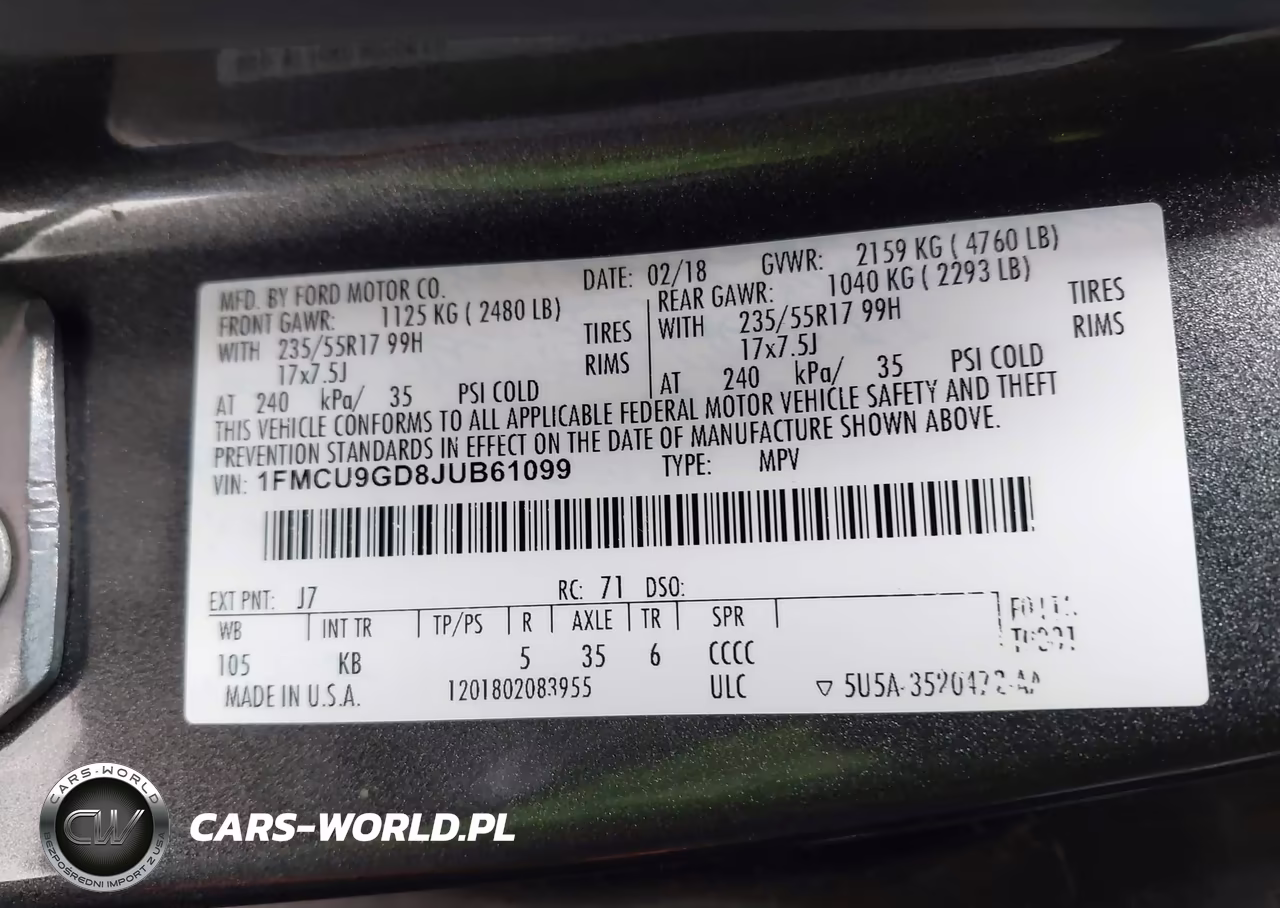 2018 Ford Escape Se VIN:1FMCU9GD8JUB61099 - 9