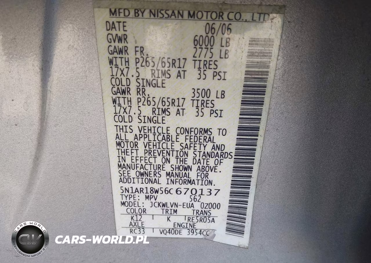 2006 Nissan Pathfinder Le VIN:5N1AR18W56C670137 - 9