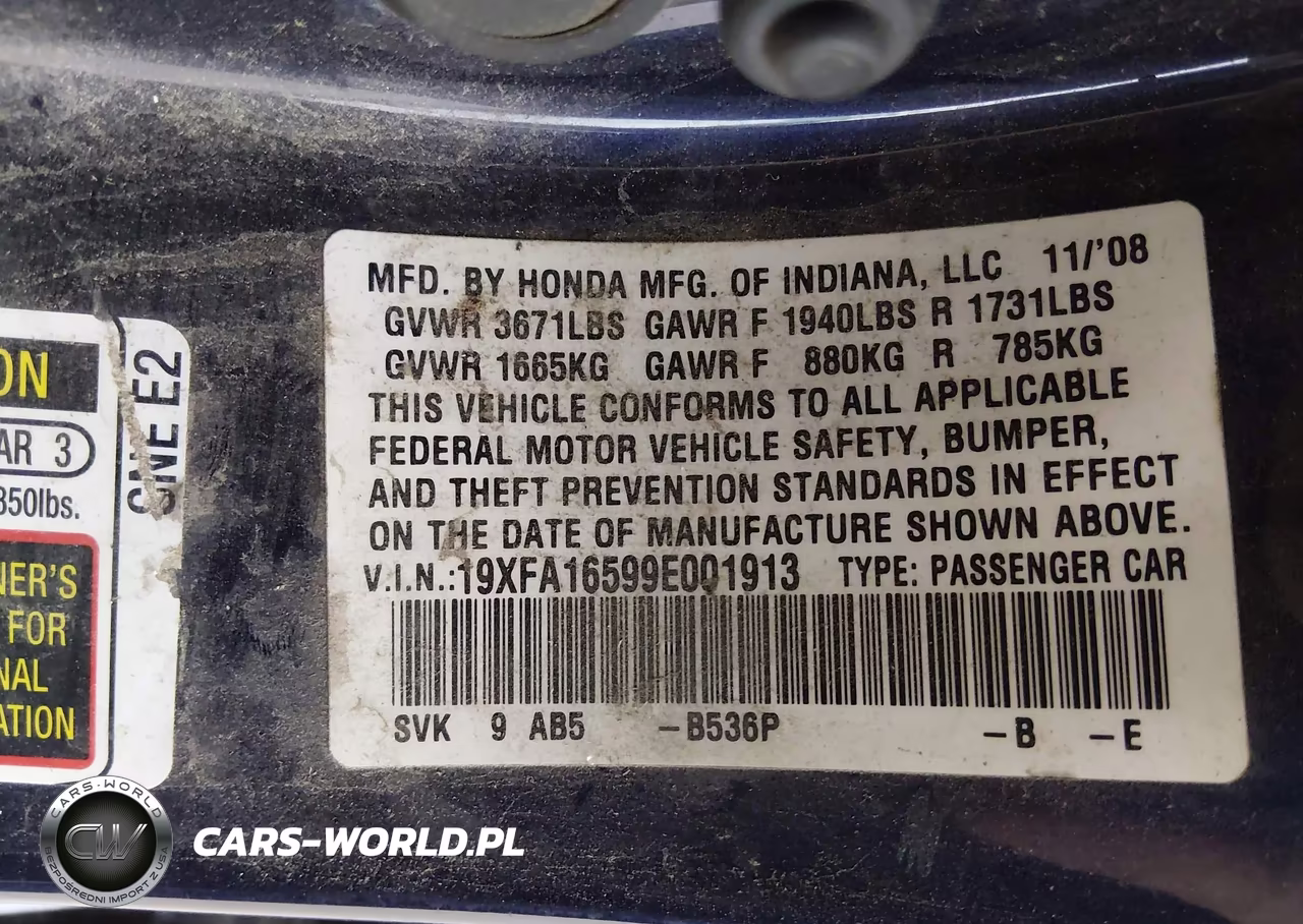 2009 Honda Civic Lx VIN:19XFA16599E001913 - 9