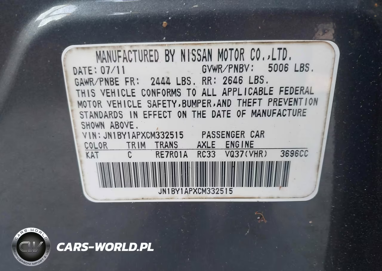 2012 Infiniti M37 VIN:JN1BY1APXCM332515 - 9