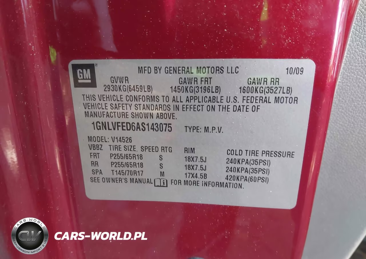 2010 Chevrolet Traverse Lt VIN:1GNLVFED6AS143075 - 9