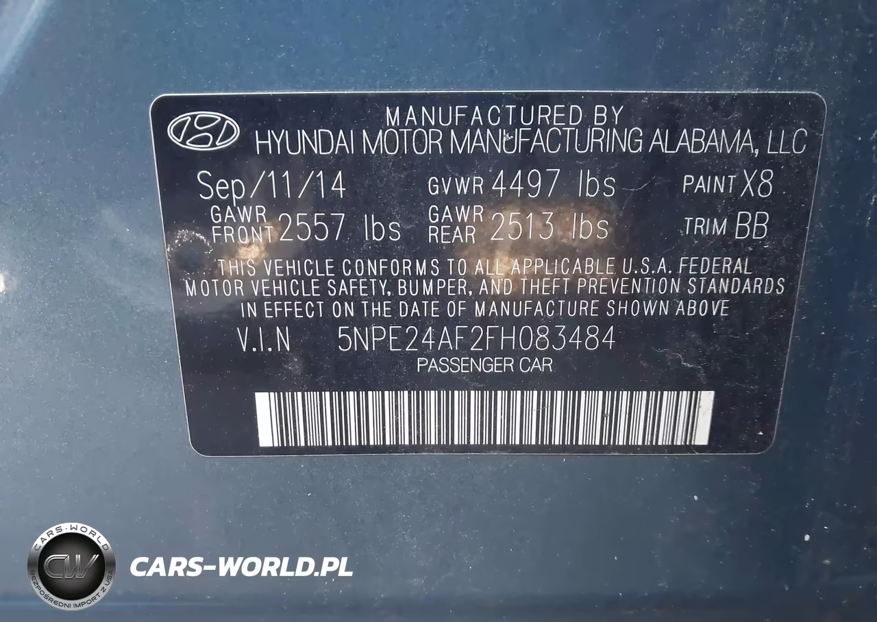 2015 Hyundai Sonata Se VIN:5NPE24AF2FH083484 - 9