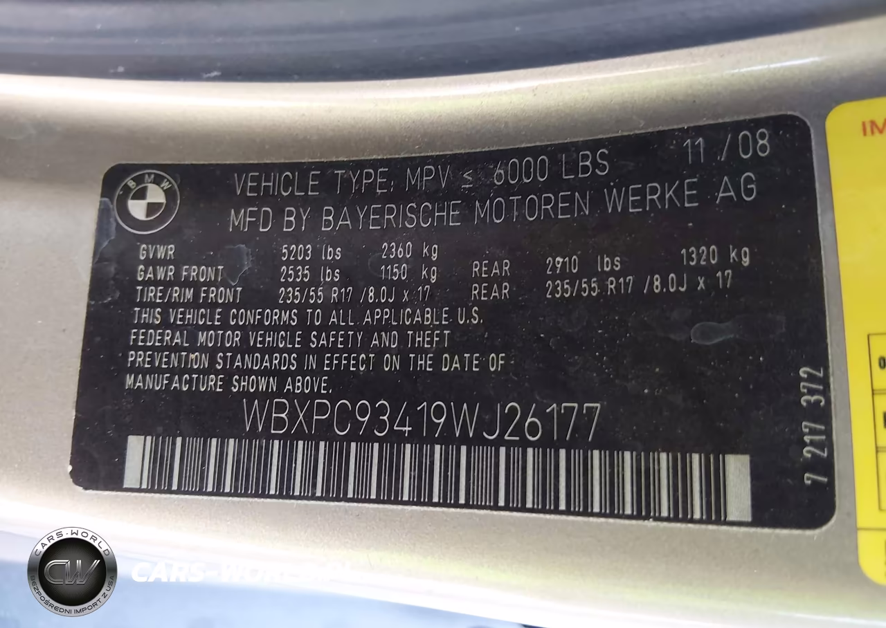 2009 BMW X3 xDrive30I VIN:WBXPC93419WJ26177 - 9