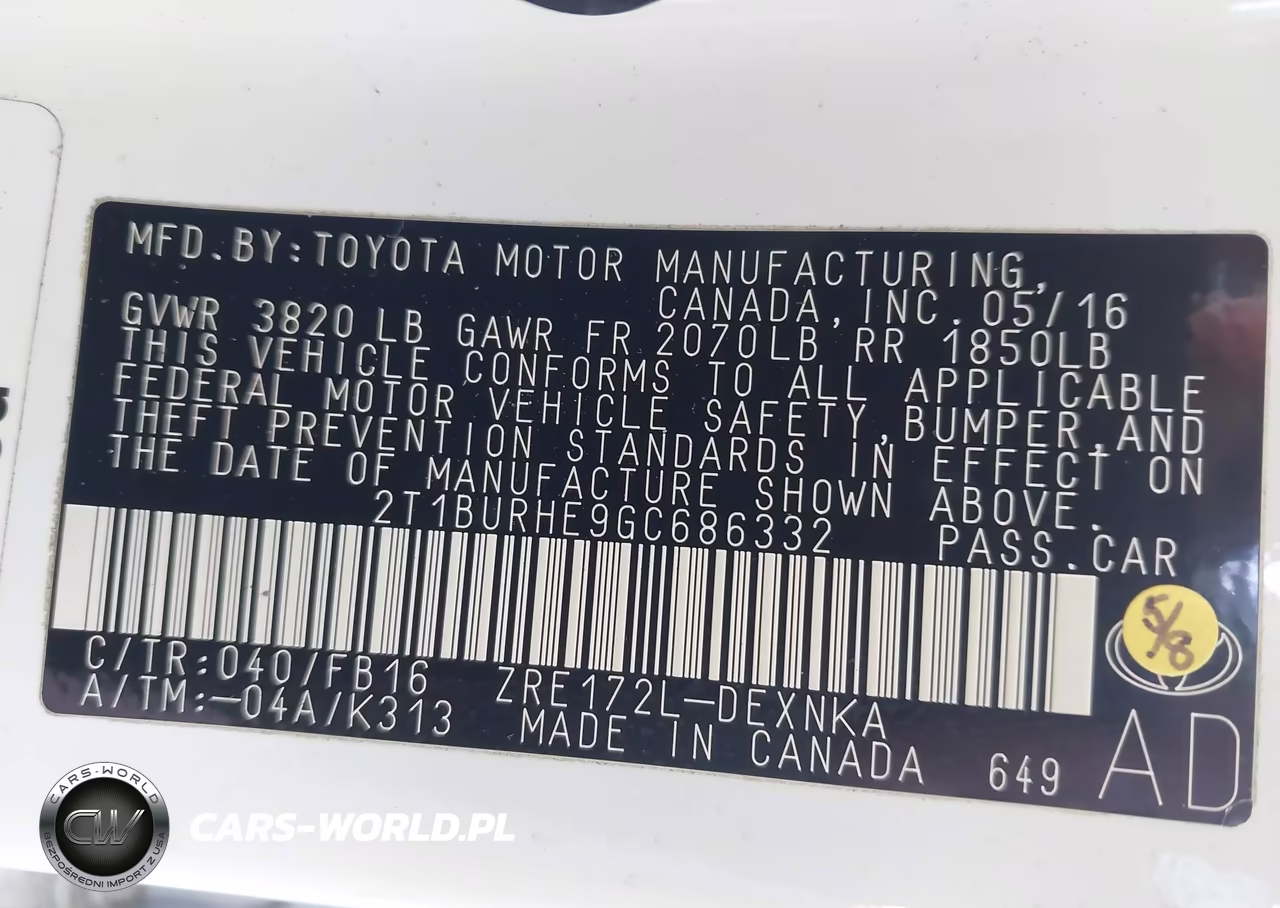 2016 Toyota Corolla Le VIN:2T1BURHE9GC686332 - 9