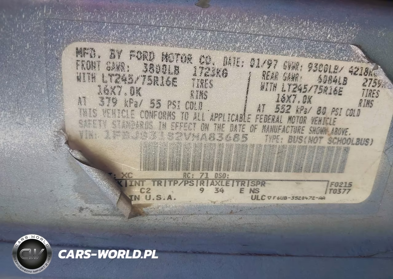 1997 Ford Club Wagon Xl-Xlt VIN:1FBJS31S2VHA83685 - 9