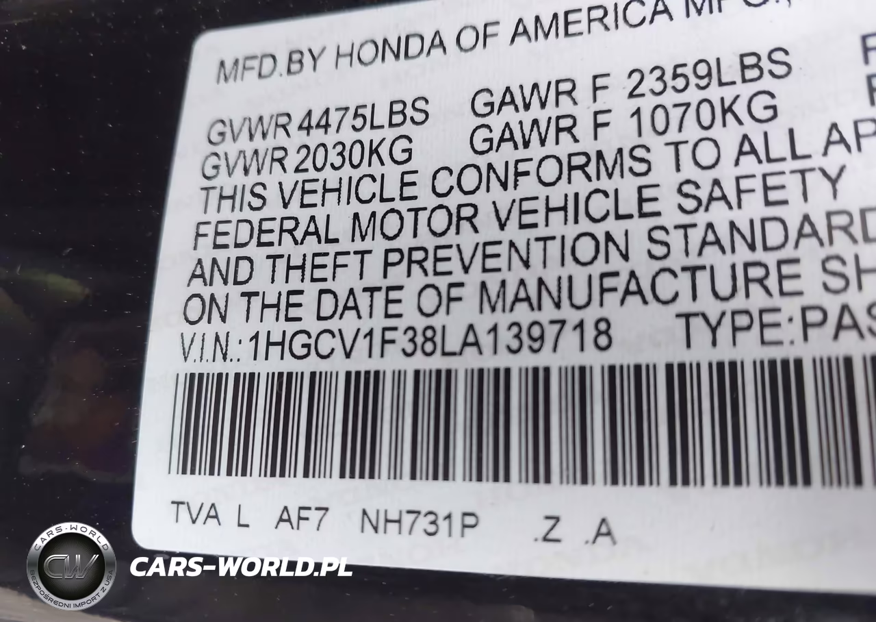 2020 Honda Accord Sport VIN:1HGCV1F38LA139718 - 9
