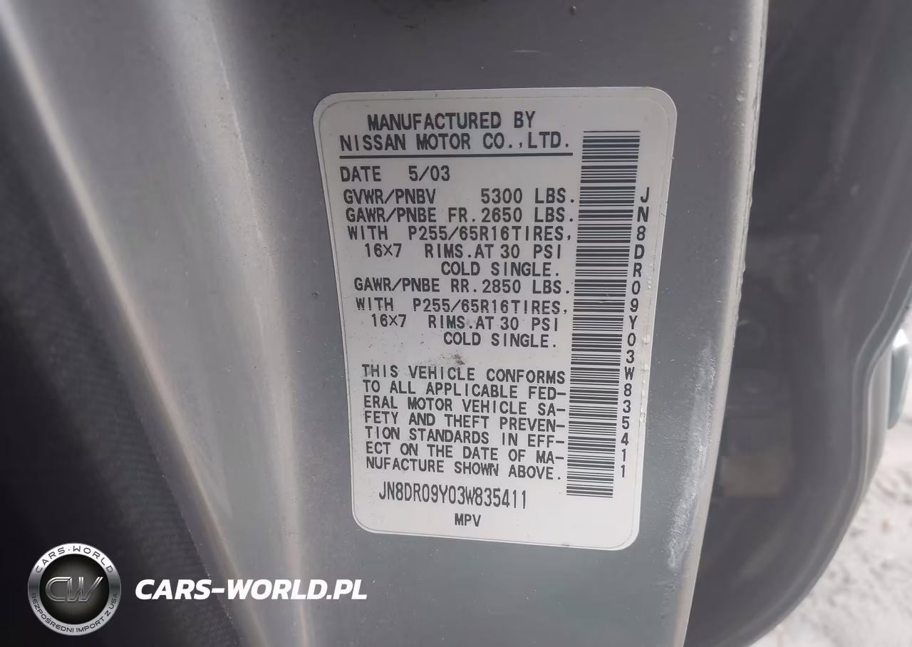 2003 Nissan Pathfinder Se VIN:JN8DR09Y03W835411 - 9