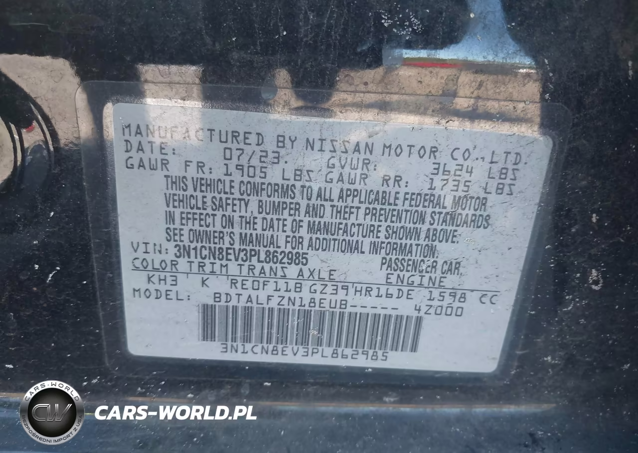 2023 Nissan Versa 1.6 Sv Xtronic Cvt VIN:3N1CN8EV3PL862985 - 9