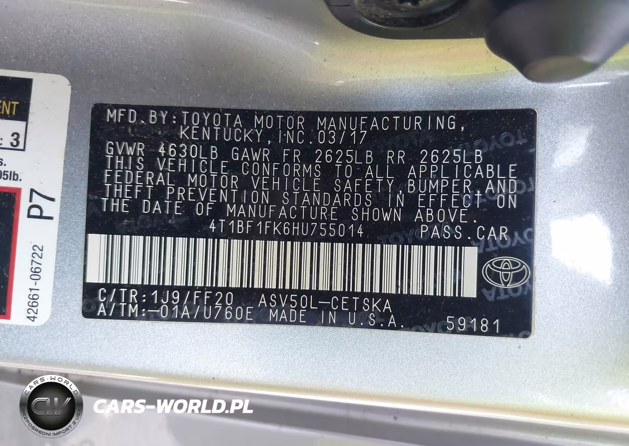 2017 Toyota Camry Se VIN:4T1BF1FK6HU755014 - 9