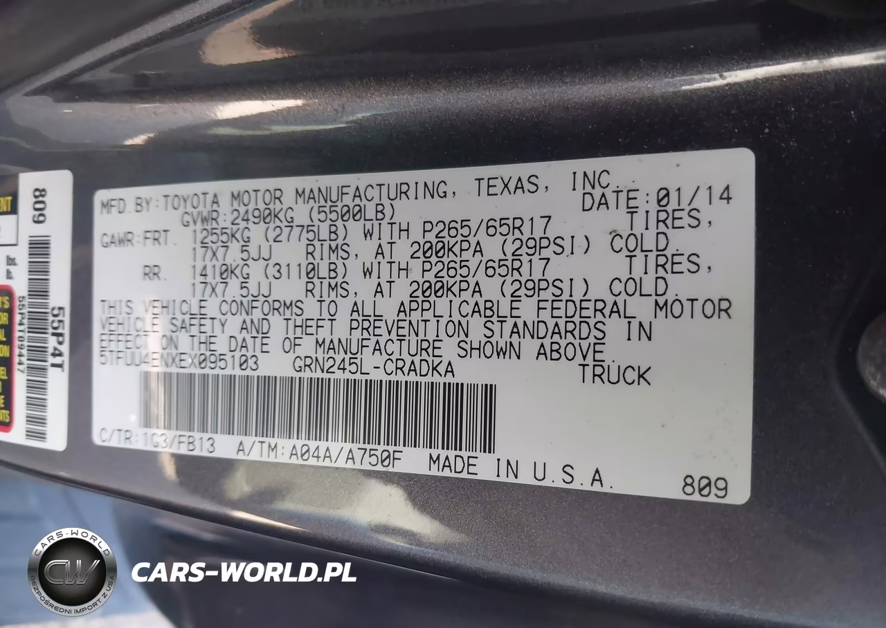 2014 Toyota Tacoma Base V6 VIN:5TFUU4ENXEX095103 - 9